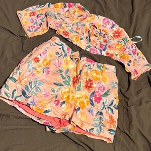 Lovers + Friends Floral Pink and Orange Shorts